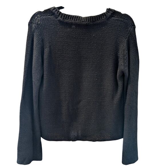 Retro’d Black Knit Sweater S Long Wide Sleeves Boxy Minimal Cropped Pullover - Picture 2 of 5